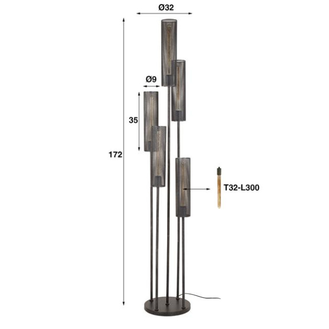 Hoyz vloerlamp 5l getrapt tube mesh artic 3184011 large