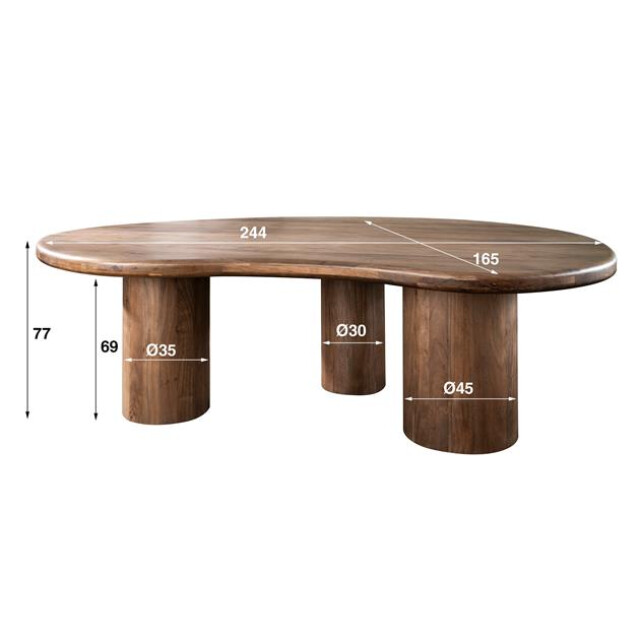 Hoyz eetkamertafel sculpture massief acacia drift brown 3185951 large