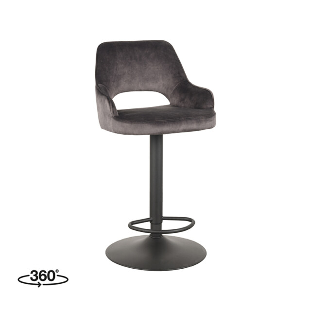 Label51 Barkruk fer antraciet velours 47 x 45cm set van 2 3183670 large