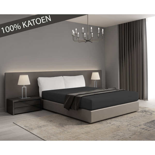 DoubleDry Hoeslaken jersey 100% katoen eenpersoons 90x200 cm zacht & 3173871 large