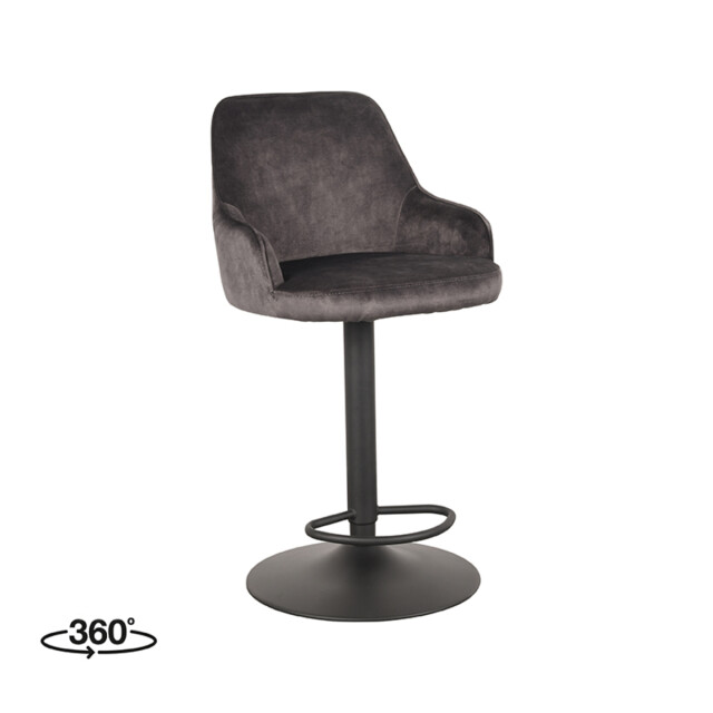 Label51 Barkruk fender antraciet velours 42 x 40cm set van 2 3183669 large
