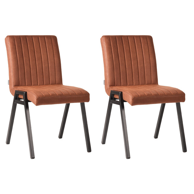 Label51 Eetkamerstoel matz cognac microfiber set van 2 3183189 large