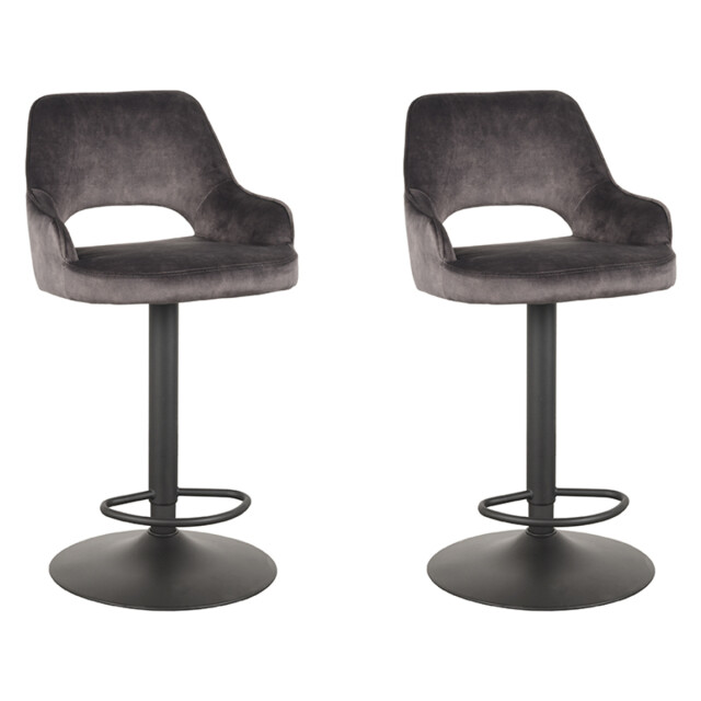 Label51 Barkruk fer antraciet velours 47 x 45cm set van 2 3183670 large