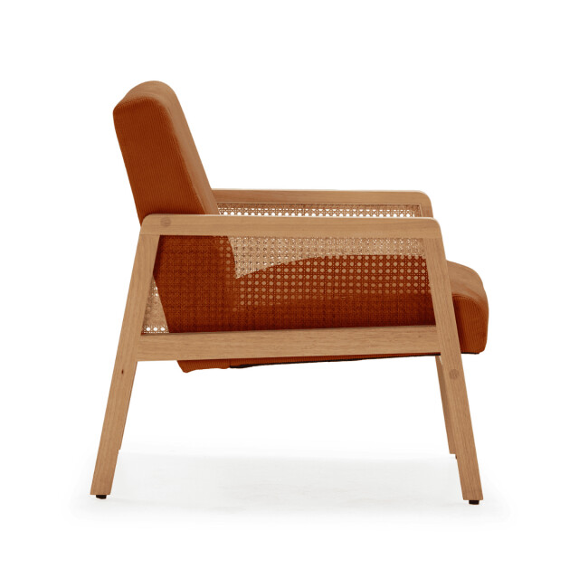 CaliCosy Fauteuil in stof met houten en rotan poten l68 cm debra 3078810 large