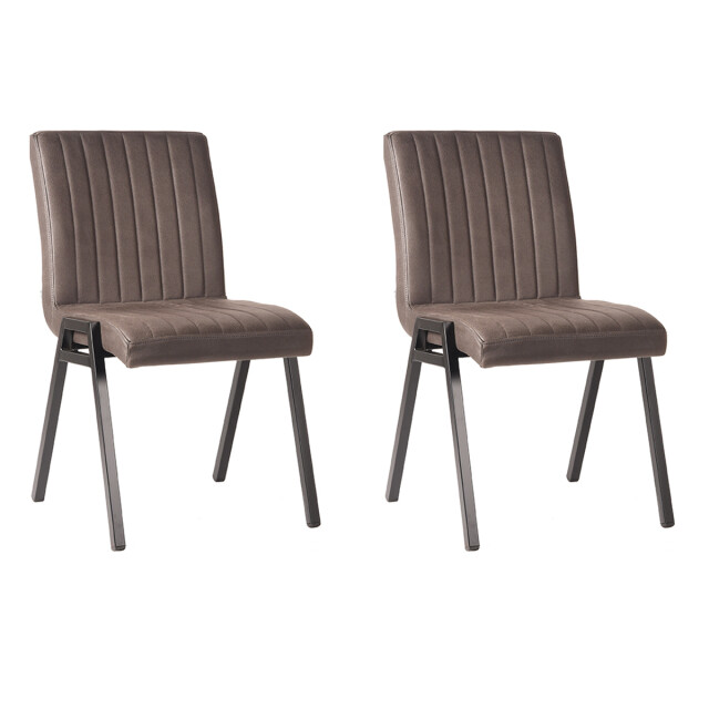 Label51 Eetkamerstoel matz antraciet microfiber set van 2 3183182 large