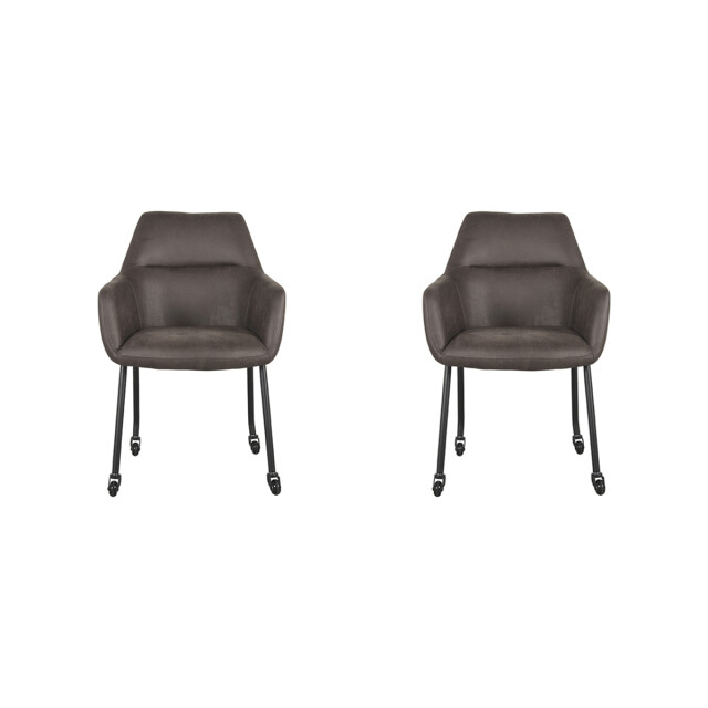 Label51 Eetkamerstoel lenny antraciet micro suede set van 2 3183502 large