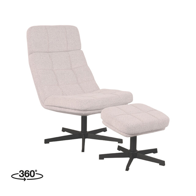 Label51 Fauteuil alvar naturel boucle incl. ottoman 3183604 large