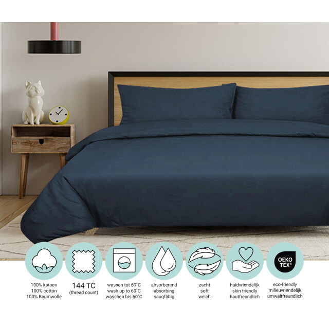 DoubleDry Dekbedovertrek 100% natuurlijk katoen lits jumeaux 240x200/220 cm + 3016630 large