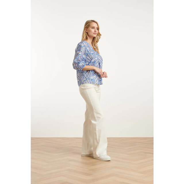 Smashed Lemon 25136 broderie anglaise top met v-hals en 3/4 mouwen – | 25136-650-000 large
