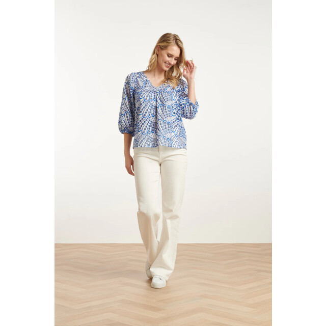 Smashed Lemon 25136 broderie anglaise top met v-hals en 3/4 mouwen – | 25136-650-000 large