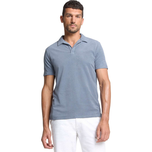 No Excess Polo revers solid terry knit washed blue 28370480-137 large