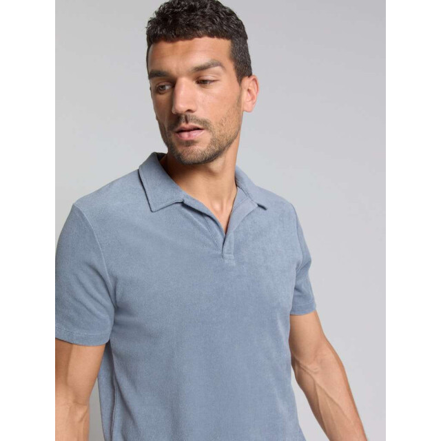 No Excess Polo revers solid terry knit washed blue 28370480-137 large