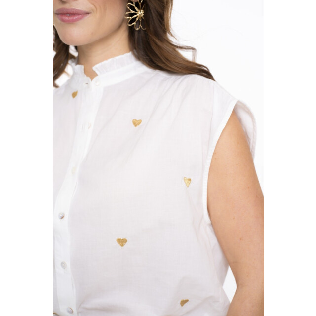 Geisha blouse lurex hearts 53341-81 10 off-white/ gold 06615.112.0113 large