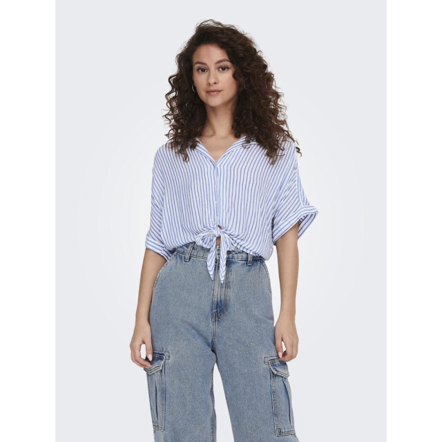 Only onlpaula life s/s tie shirt wvn noo 15281497 blue stripes 06613.241.0070 large
