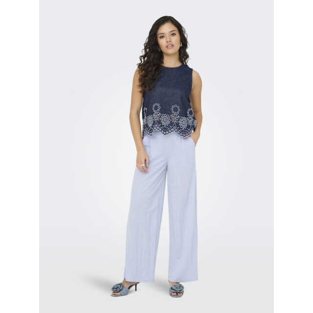 Jacqueline de Yong margot s/l embroidery top wvn 15352788 medium blue denim 06010.265.0002 large