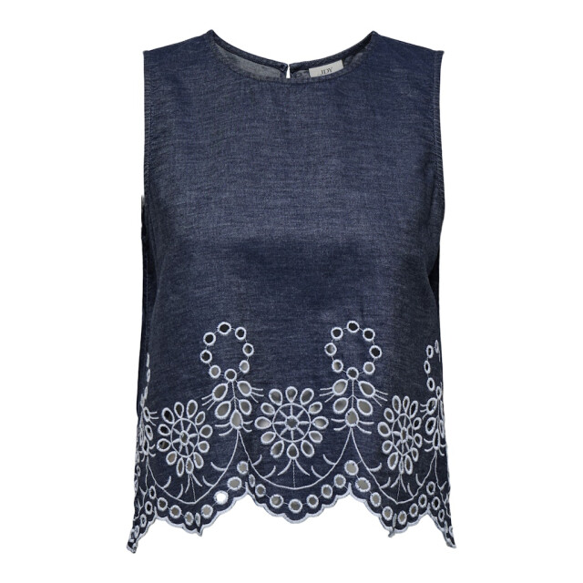 Jacqueline de Yong margot s/l embroidery top wvn 15352788 medium blue denim 06010.265.0002 large