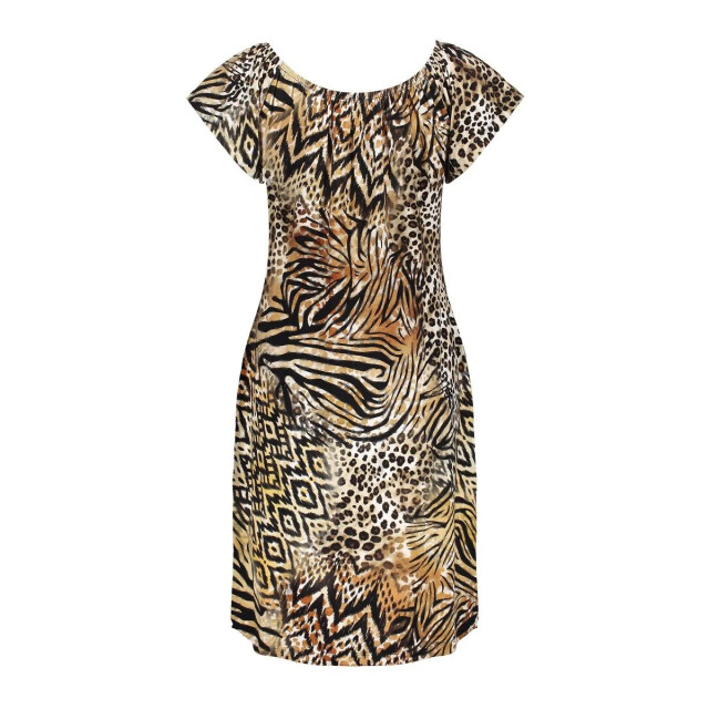 Geisha 57363-60 may 775 dress elastic shoulder jersey aop pr.06-25-2 brown/black 57363-60 MAY 775 large