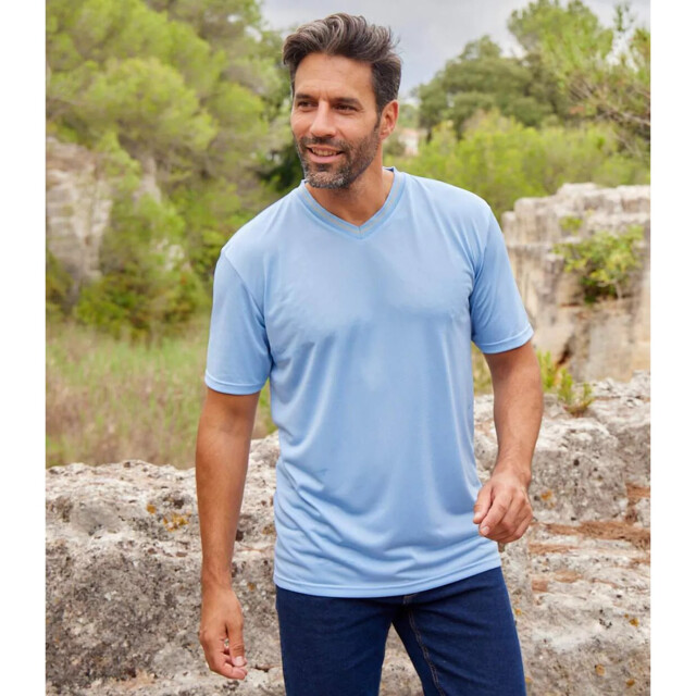 Atlas For Men Heren v hals t-shirt (pak van 3) UTAF251_bluedarkgreyorange large