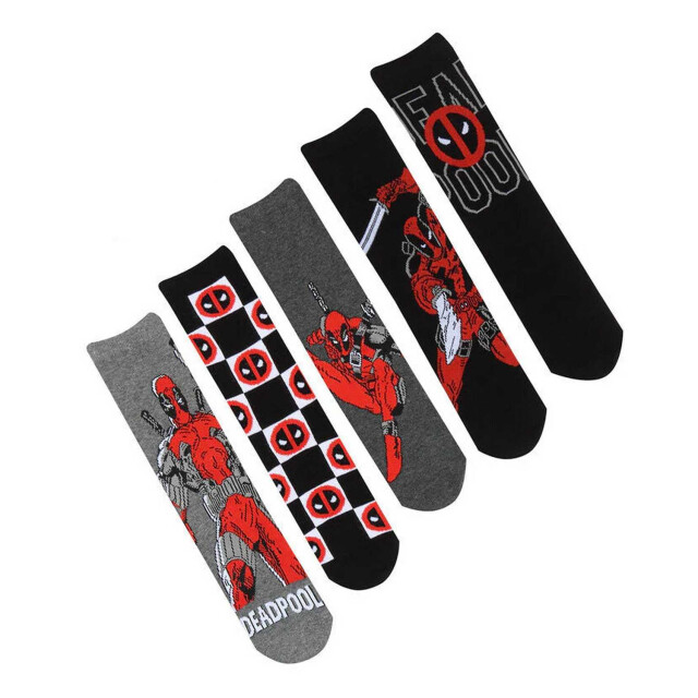 Li-cense Deadpool sokken voor volwassenen (pak van 5) UTHE3299_greyblackred large