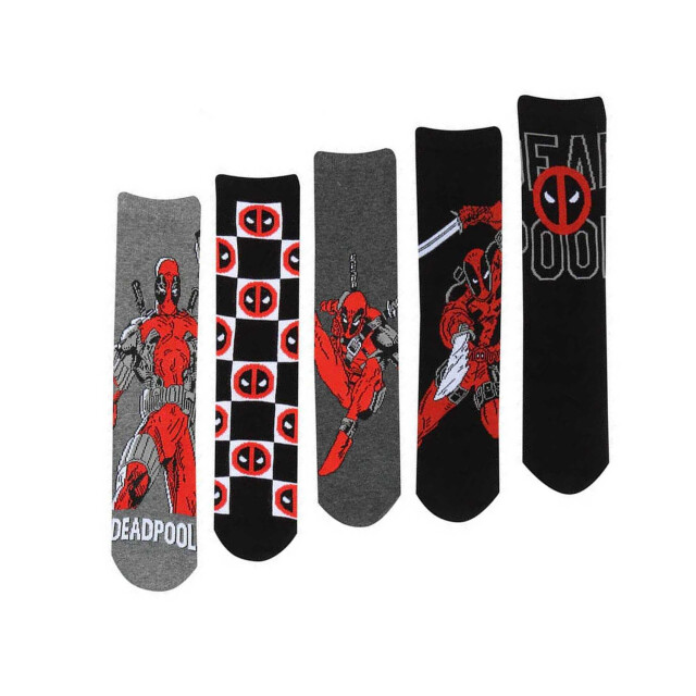 Li-cense Deadpool sokken voor volwassenen (pak van 5) UTHE3299_greyblackred large