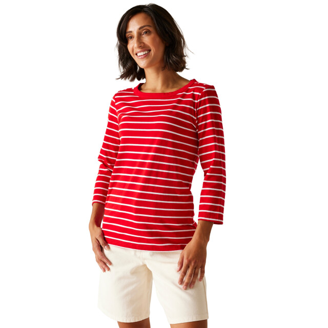 Regatta Dames baylette ii gestreept t-shirt UTRG11225_highriskredwhite large