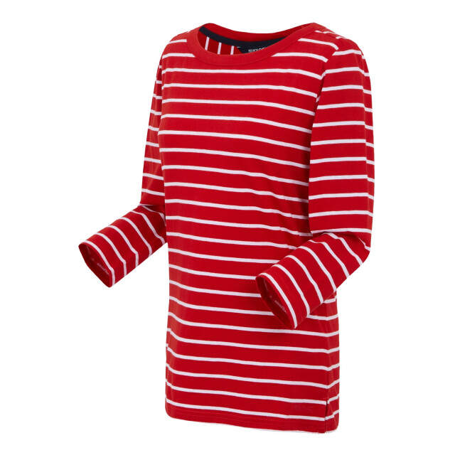Regatta Dames baylette ii gestreept t-shirt UTRG11225_highriskredwhite large