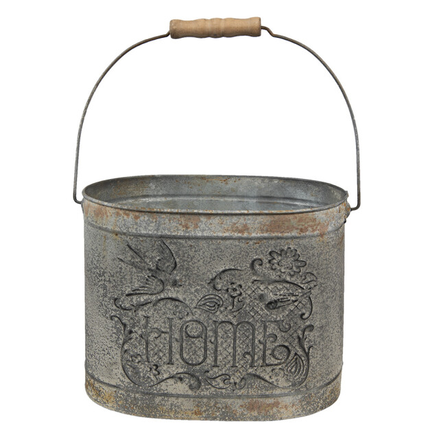 Clayre & Eef Decoratie emmer bruin metaal vogel home 1867229 large