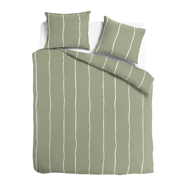 DoubleDry Luxe dekbedovertrek fair biologisch katoen 240x200/220 lily streep groen 2825779 large
