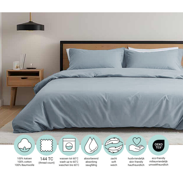 DoubleDry Dekbedovertrek 100% natuurlijk katoen lits jumeaux 240x200/220 cm + 3016635 large
