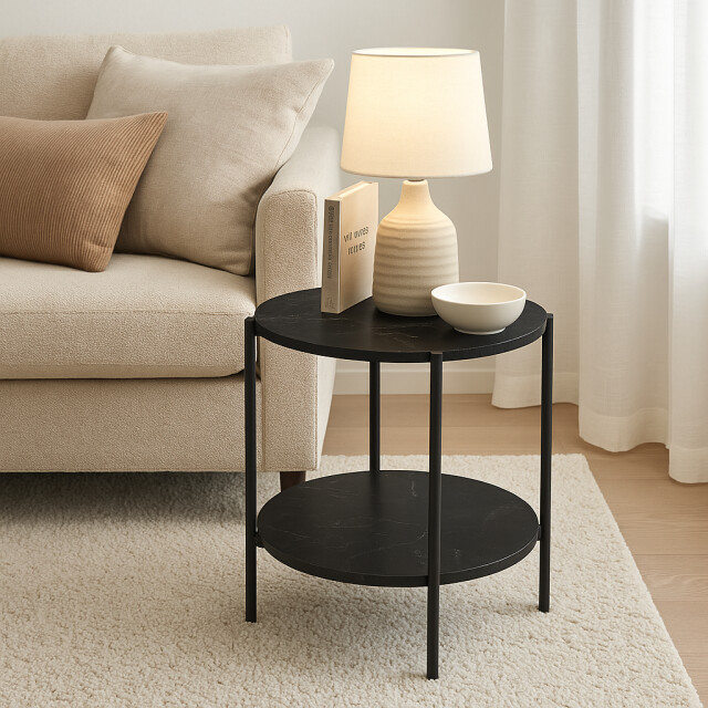 CaliCosy Bijzettafel met zwart marmer effect dia. 40 cm 2929578 large