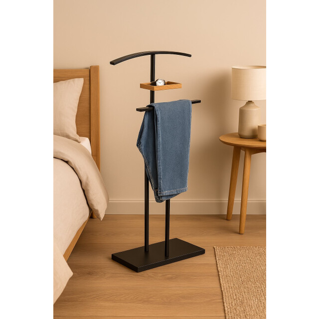 Casa di Elturo Dressboy kledingstandaard kledingbutler - bamboe en metaal – h114 cm 2780932 large