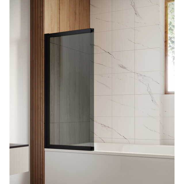 Badplaats Badwand moka 110 x 140 cm zwart badscherm schuifdeur 5 mm dik - 3181020 large