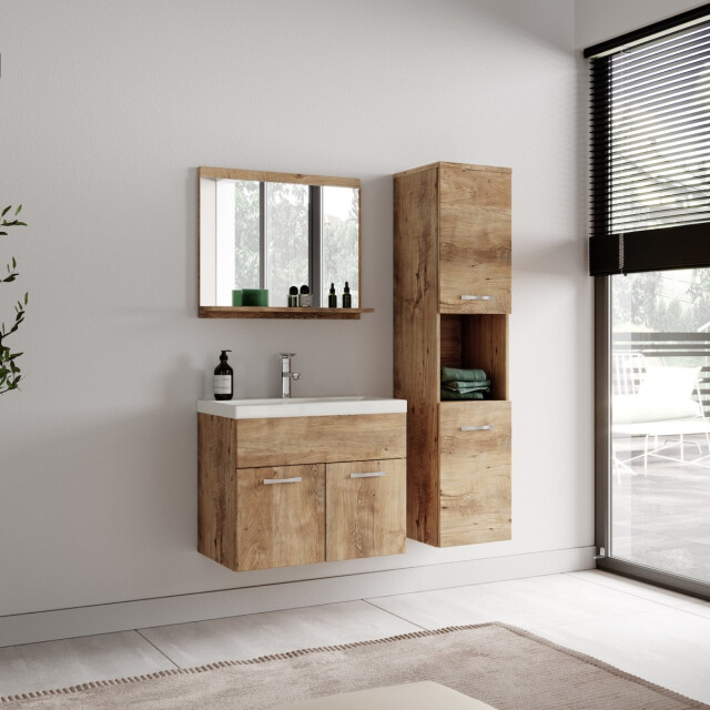 Badplaats Badkamerkast montreal 30 x 30 x 131 cm kastanje eiken hangende 3181297 large