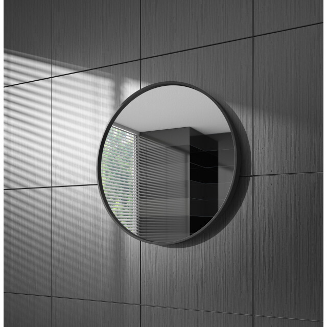 Badplaats Spiegel concave 60 x 60 cm zwart badkamer spiegel rond 3181217 large