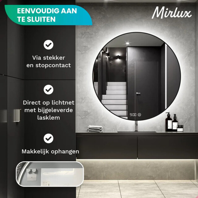 Mirlux Badkamerspiegel 80cm zwart frame 3083733 large