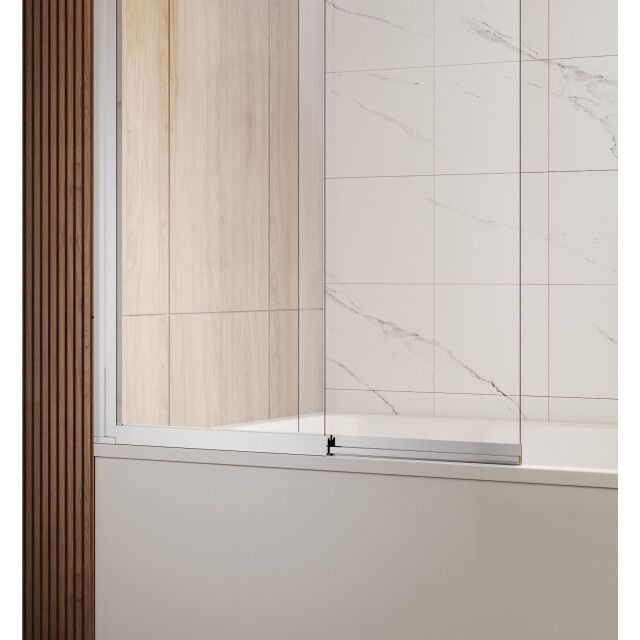 Badplaats Badwand moka 130 x 140 cm chroom badscherm schuifdeur 5 mm dik - 3181024 large