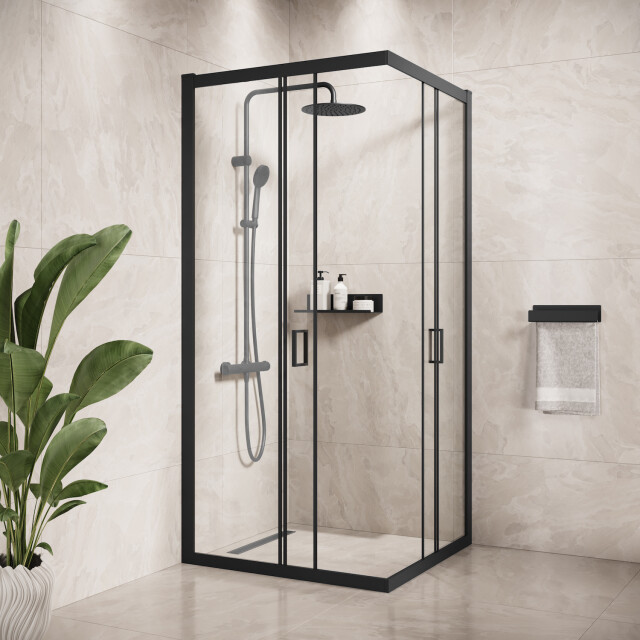 Badplaats Douchecabine dakota 90 x 90 x 190 cm zwart douchewand met 3181004 large