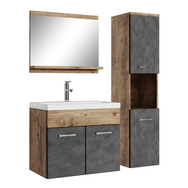 Badplaats Badkamermeubel set montreal 60 cm kastanje eiken met donker grijs - 3181082 large