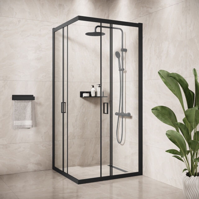 Badplaats Douchecabine dakota 90 x 90 x 190 cm zwart douchewand met 3181004 large