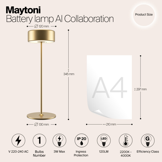 Maytoni batterijlamp ai collaboration - Ø12 3173391 large