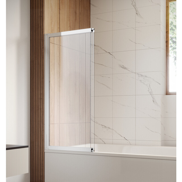 Badplaats Badwand moka 120 x 140 cm chroom badscherm schuifdeur 5 mm dik - 3181025 large