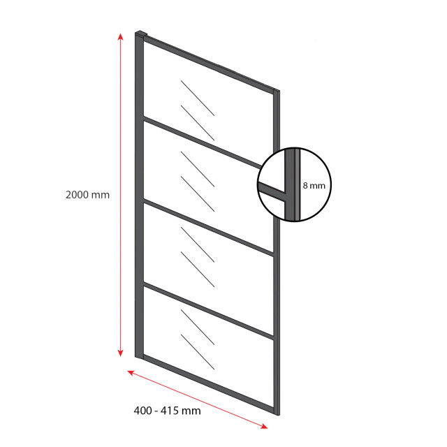 Badplaats Douchewand essos 40 x 200 cm zwart – inloopdouche 8 mm 3181233 large