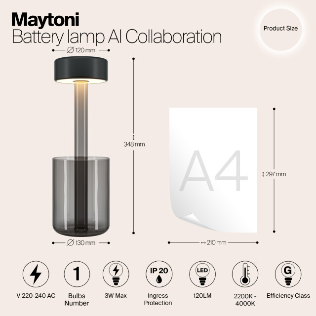 Maytoni batterijlamp ai collaboration - Ø12 3173389 large