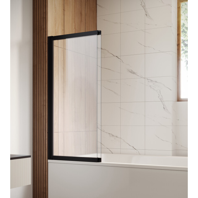 Badplaats Badwand moka 110 x 140 cm zwart badscherm schuifdeur 5 mm dik - 3195785 large