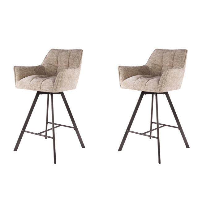 Hoyz barstoel raster draaibaar 2 stuks rich zandkleur 3171159 large
