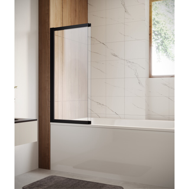 Badplaats Badwand moka 110 x 140 cm zwart badscherm schuifdeur 5 mm dik - 3195785 large