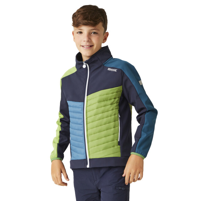 Regatta Childrens/kids brynden gewatteerde full zip soft shell jas UTRG12021_navypiquantgreen large