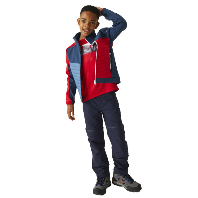 Regatta Childrens/kids brynden gewatteerde full zip soft shell jas UTRG12021_moonlightdenimdangerred large