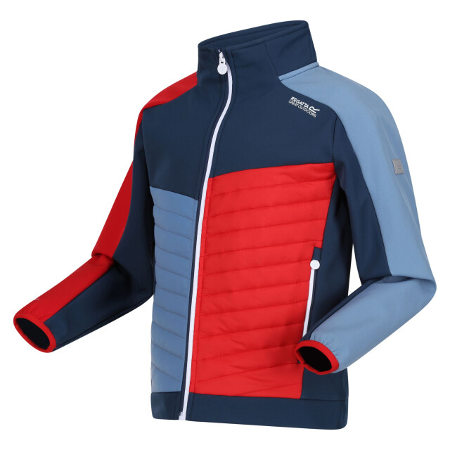 Regatta Childrens/kids brynden gewatteerde full zip soft shell jas UTRG12021_moonlightdenimdangerred large