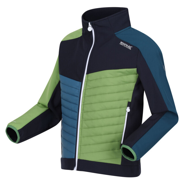 Regatta Childrens/kids brynden gewatteerde full zip soft shell jas UTRG12021_navypiquantgreen large